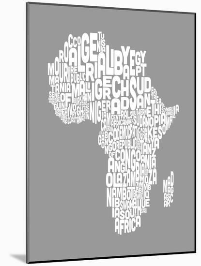 Map of Africa Map, Text Art-Michael Tompsett-Mounted Art Print