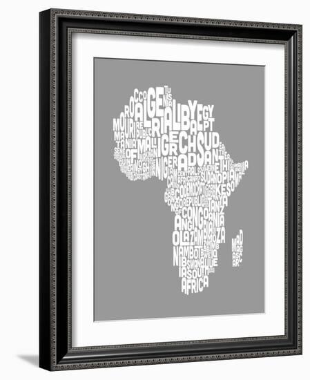 Map of Africa Map, Text Art-Michael Tompsett-Framed Art Print