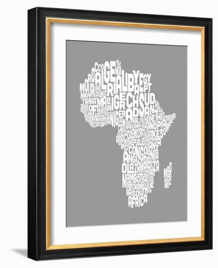 Map of Africa Map, Text Art-Michael Tompsett-Framed Art Print