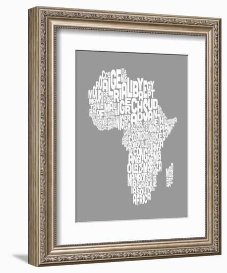 Map of Africa Map, Text Art-Michael Tompsett-Framed Art Print