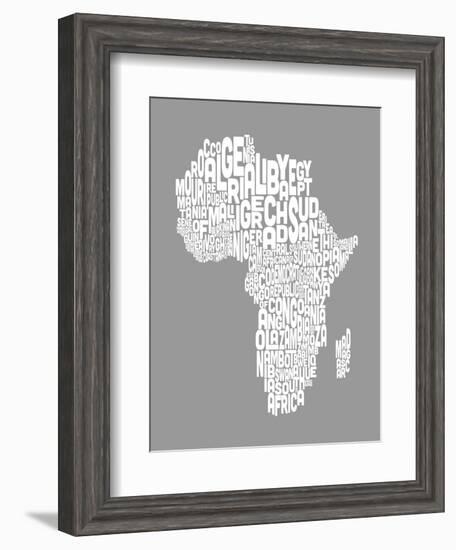 Map of Africa Map, Text Art-Michael Tompsett-Framed Art Print