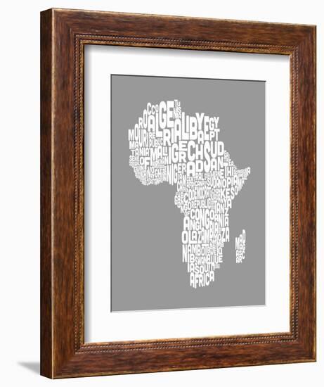 Map of Africa Map, Text Art-Michael Tompsett-Framed Art Print