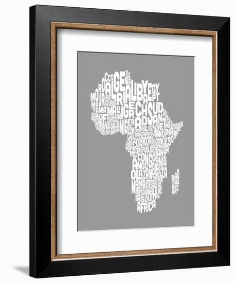 Map of Africa Map, Text Art-Michael Tompsett-Framed Art Print