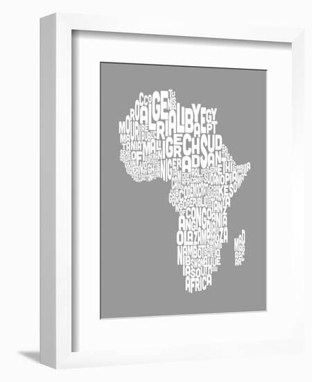 Map of Africa Map, Text Art-Michael Tompsett-Framed Art Print