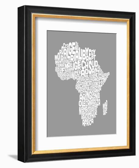 Map of Africa Map, Text Art-Michael Tompsett-Framed Art Print