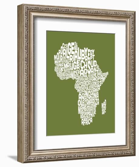 Map of Africa Map, Text Art-Michael Tompsett-Framed Art Print