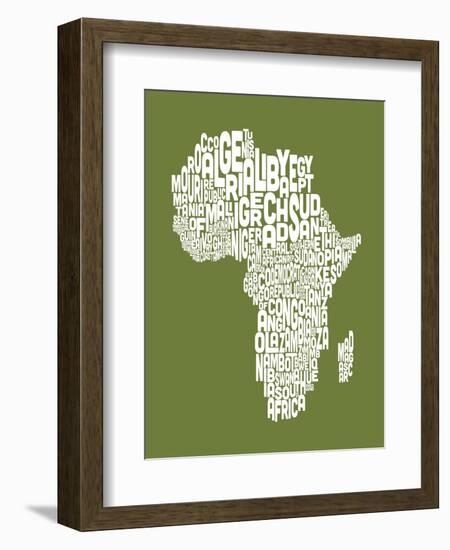 Map of Africa Map, Text Art-Michael Tompsett-Framed Art Print