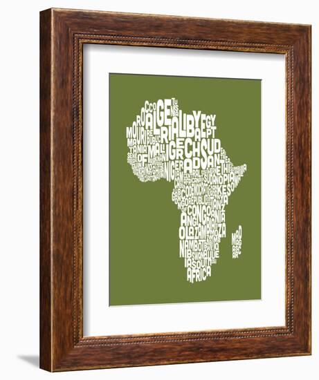 Map of Africa Map, Text Art-Michael Tompsett-Framed Art Print