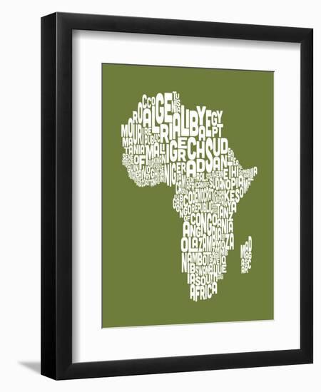 Map of Africa Map, Text Art-Michael Tompsett-Framed Art Print