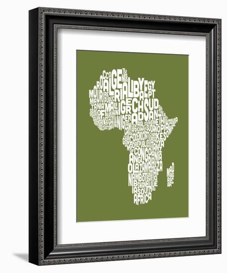 Map of Africa Map, Text Art-Michael Tompsett-Framed Art Print