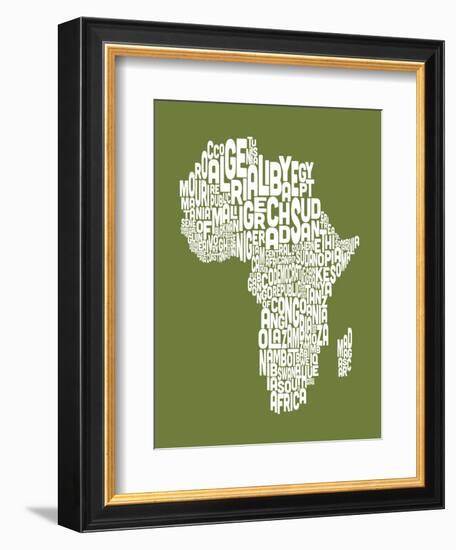 Map of Africa Map, Text Art-Michael Tompsett-Framed Art Print