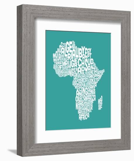 Map of Africa Map, Text Art-Michael Tompsett-Framed Art Print