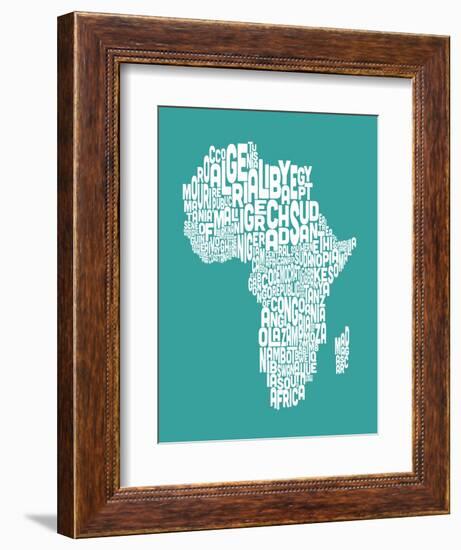 Map of Africa Map, Text Art-Michael Tompsett-Framed Art Print