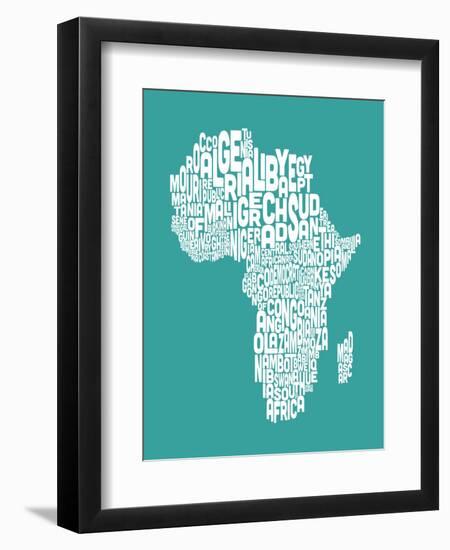 Map of Africa Map, Text Art-Michael Tompsett-Framed Art Print