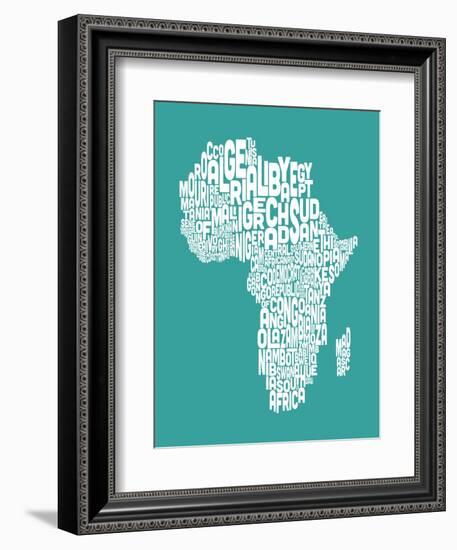 Map of Africa Map, Text Art-Michael Tompsett-Framed Art Print