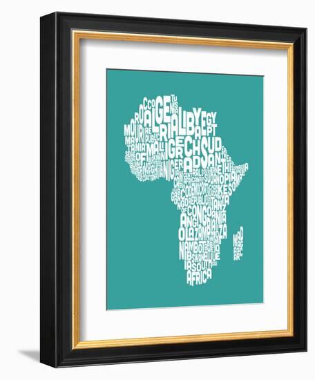 Map of Africa Map, Text Art-Michael Tompsett-Framed Art Print