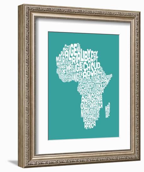 Map of Africa Map, Text Art-Michael Tompsett-Framed Premium Giclee Print