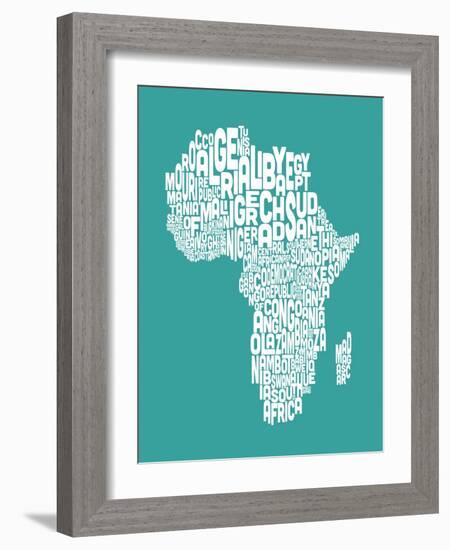 Map of Africa Map, Text Art-Michael Tompsett-Framed Art Print