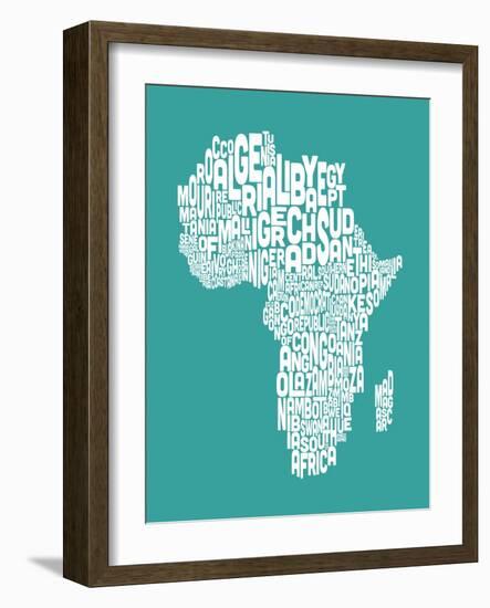 Map of Africa Map, Text Art-Michael Tompsett-Framed Art Print