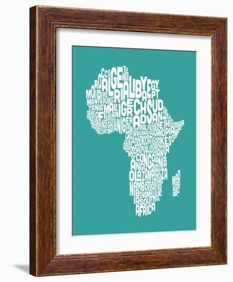 Map of Africa Map, Text Art-Michael Tompsett-Framed Art Print