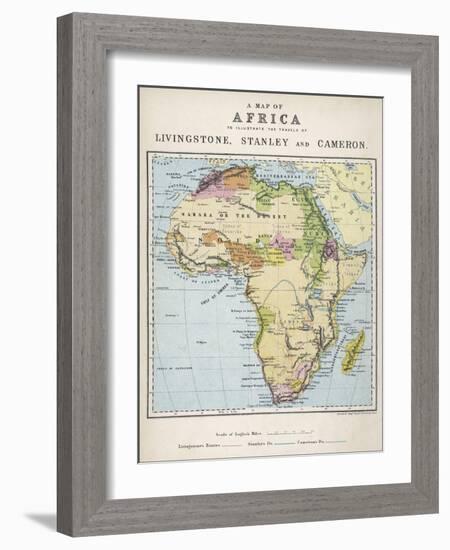 Map of Africa Which Illustrates the Travels of Livingstone Stanley and Cameron-null-Framed Photographic Print