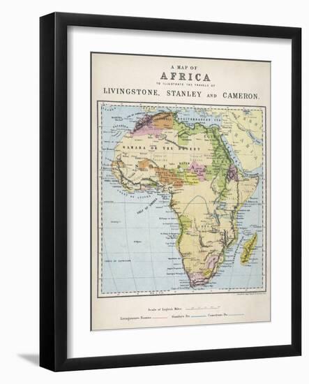 Map of Africa Which Illustrates the Travels of Livingstone Stanley and Cameron-null-Framed Photographic Print