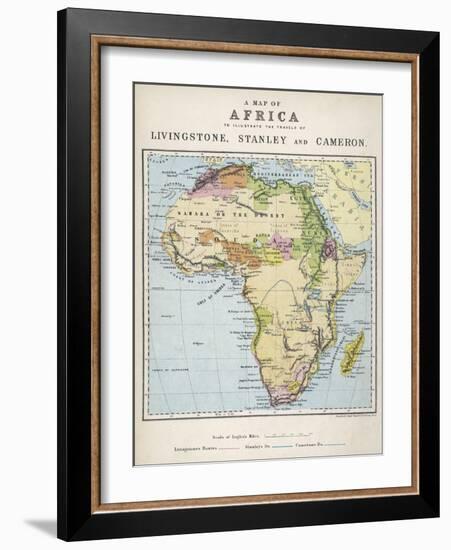 Map of Africa Which Illustrates the Travels of Livingstone Stanley and Cameron-null-Framed Photographic Print