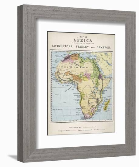 Map of Africa Which Illustrates the Travels of Livingstone Stanley and Cameron-null-Framed Photographic Print