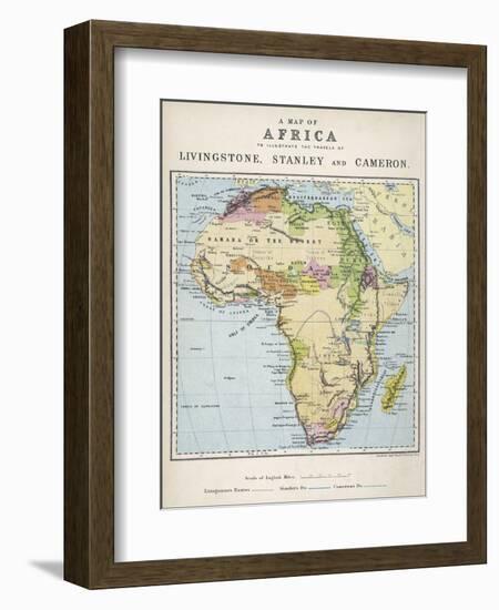 Map of Africa Which Illustrates the Travels of Livingstone Stanley and Cameron-null-Framed Photographic Print