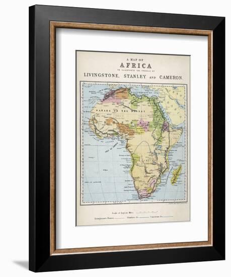 Map of Africa Which Illustrates the Travels of Livingstone Stanley and Cameron-null-Framed Photographic Print