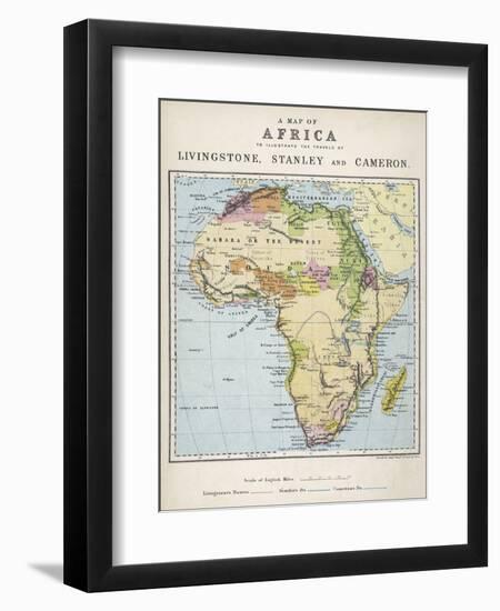 Map of Africa Which Illustrates the Travels of Livingstone Stanley and Cameron-null-Framed Photographic Print