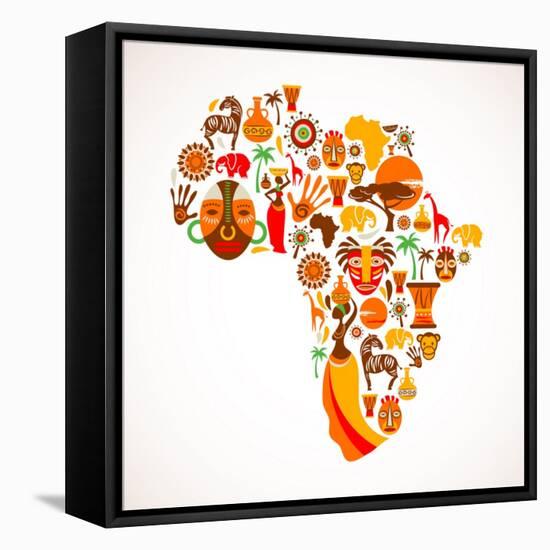 Map Of Africa With Icons-Marish-Framed Stretched Canvas