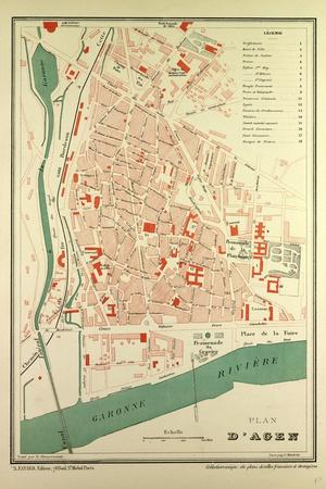 Map Of Agen France Giclee Print Art