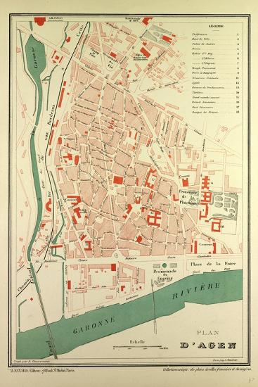 Map Of Agen France Giclee Print Art Map Of Agen France Giclee Print Art