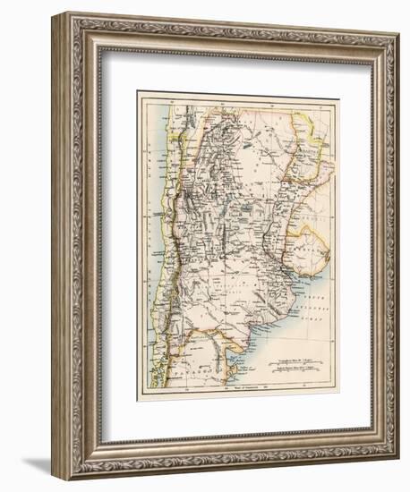 Map of Agentina, Uruguay, and Paraguay in the 1870s-null-Framed Giclee Print