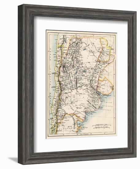 Map of Agentina, Uruguay, and Paraguay in the 1870s-null-Framed Giclee Print