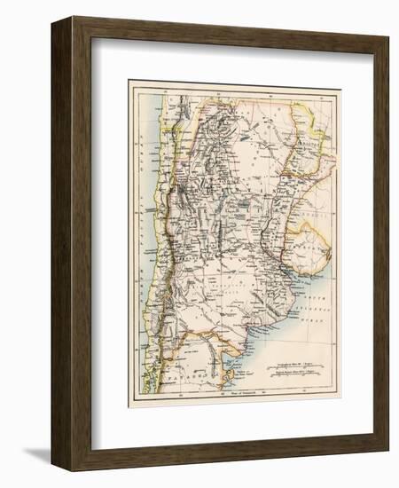 Map of Agentina, Uruguay, and Paraguay in the 1870s-null-Framed Giclee Print