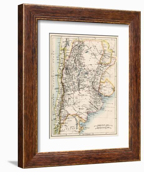 Map of Agentina, Uruguay, and Paraguay in the 1870s-null-Framed Giclee Print