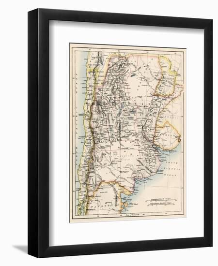 Map of Agentina, Uruguay, and Paraguay in the 1870s-null-Framed Giclee Print