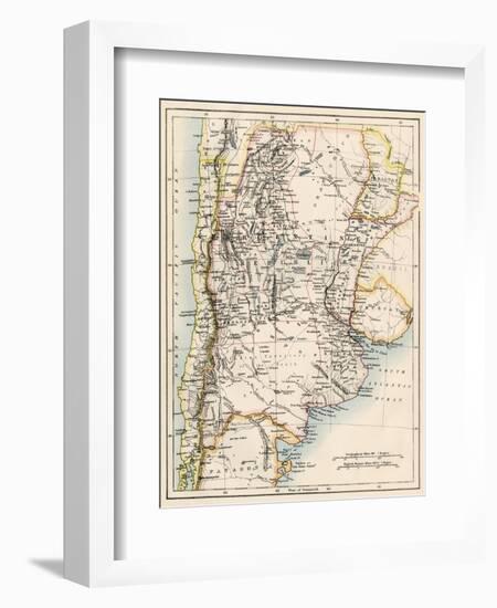 Map of Agentina, Uruguay, and Paraguay in the 1870s-null-Framed Giclee Print