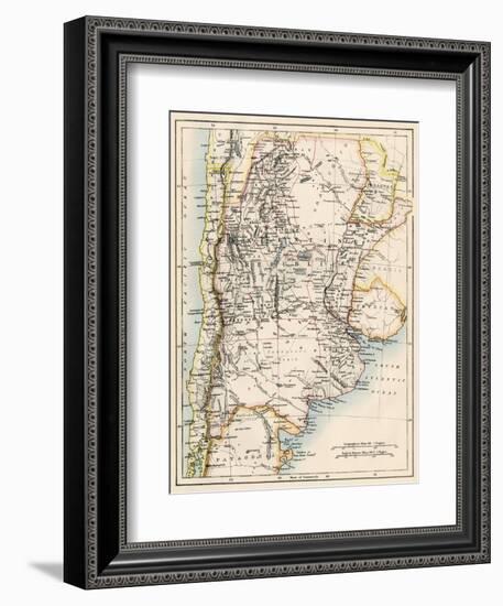 Map of Agentina, Uruguay, and Paraguay in the 1870s-null-Framed Giclee Print