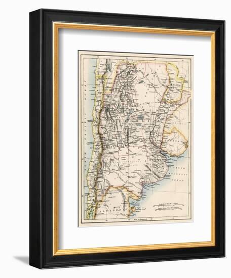 Map of Agentina, Uruguay, and Paraguay in the 1870s-null-Framed Giclee Print