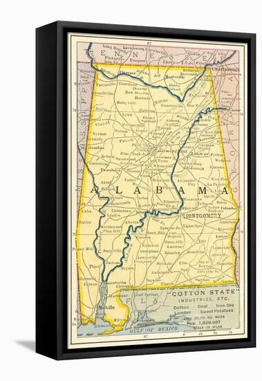 Map of Alabama-null-Framed Stretched Canvas