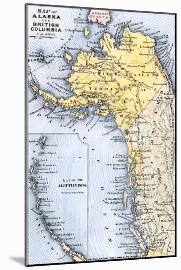 Map of Alaska, the Aleutian Islands, and British Columbia, 1872-null-Mounted Giclee Print