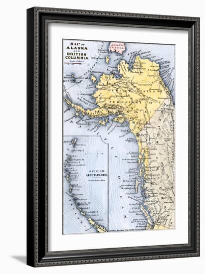 Map of Alaska, the Aleutian Islands, and British Columbia, 1872-null-Framed Giclee Print