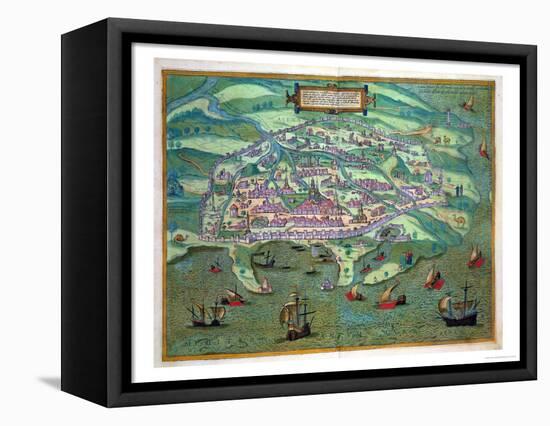 Map of Alexandria, from "Civitates Orbis Terrarum" by Georg Braun and Frans Hogenberg, circa 1572-Joris Hoefnagel-Framed Premier Image Canvas