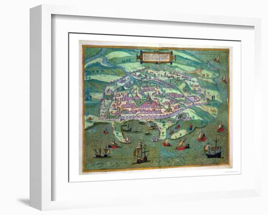 Map of Alexandria, from "Civitates Orbis Terrarum" by Georg Braun and Frans Hogenberg, circa 1572-Joris Hoefnagel-Framed Giclee Print