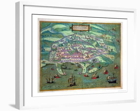 Map of Alexandria, from "Civitates Orbis Terrarum" by Georg Braun and Frans Hogenberg, circa 1572-Joris Hoefnagel-Framed Giclee Print