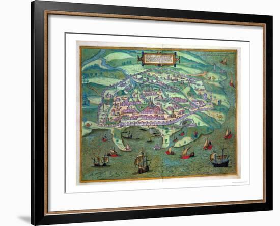 Map of Alexandria, from "Civitates Orbis Terrarum" by Georg Braun and Frans Hogenberg, circa 1572-Joris Hoefnagel-Framed Giclee Print