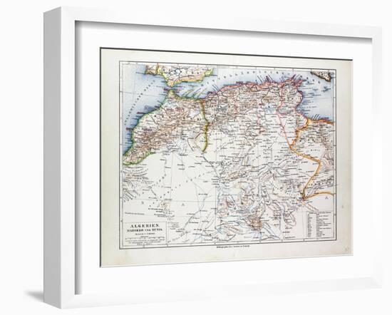 Map of Algeria Morocco and Tunisia 1899-null-Framed Giclee Print